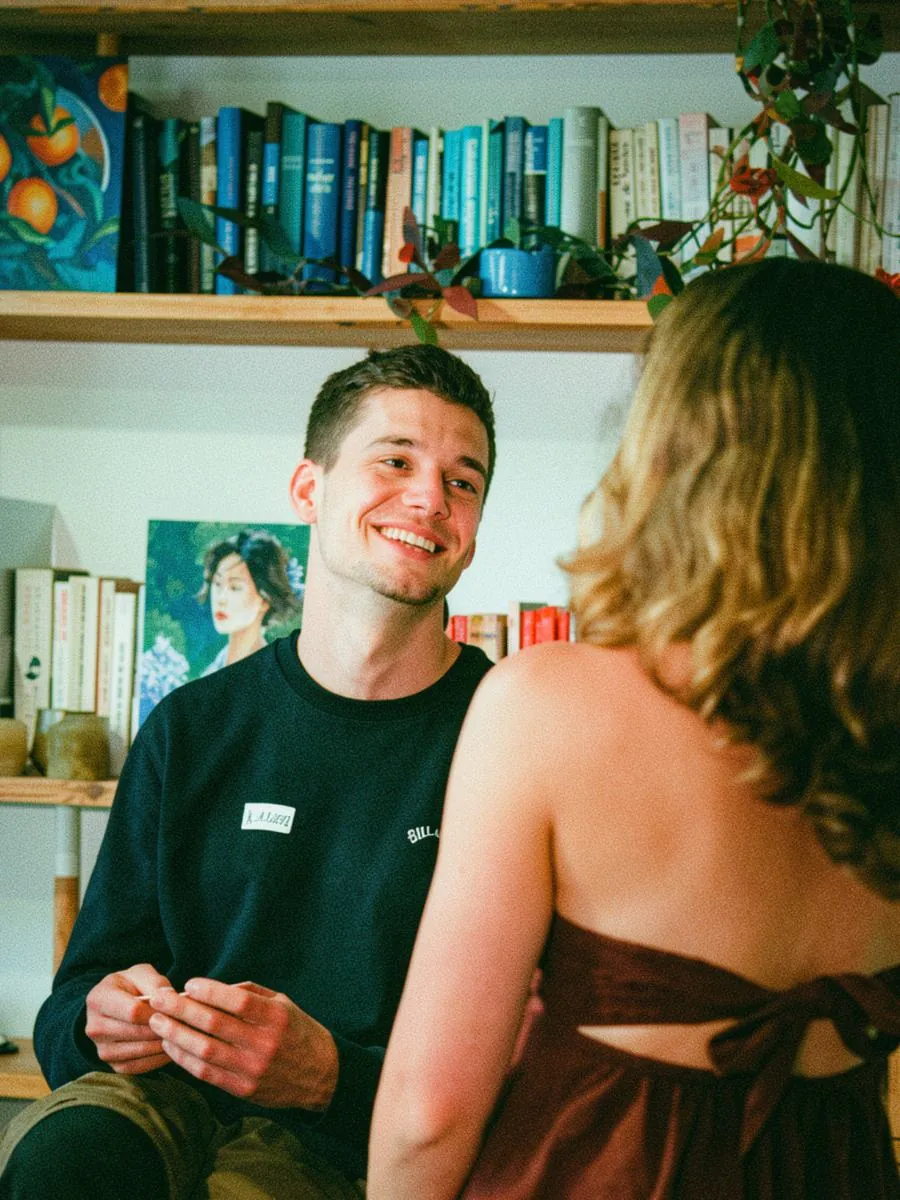 Two participants getting to know each other at Happy to Gather